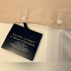 Ralph Lauren Organic Cotton Sateen Border Sheeting - Twin Flat - Coastal Sand